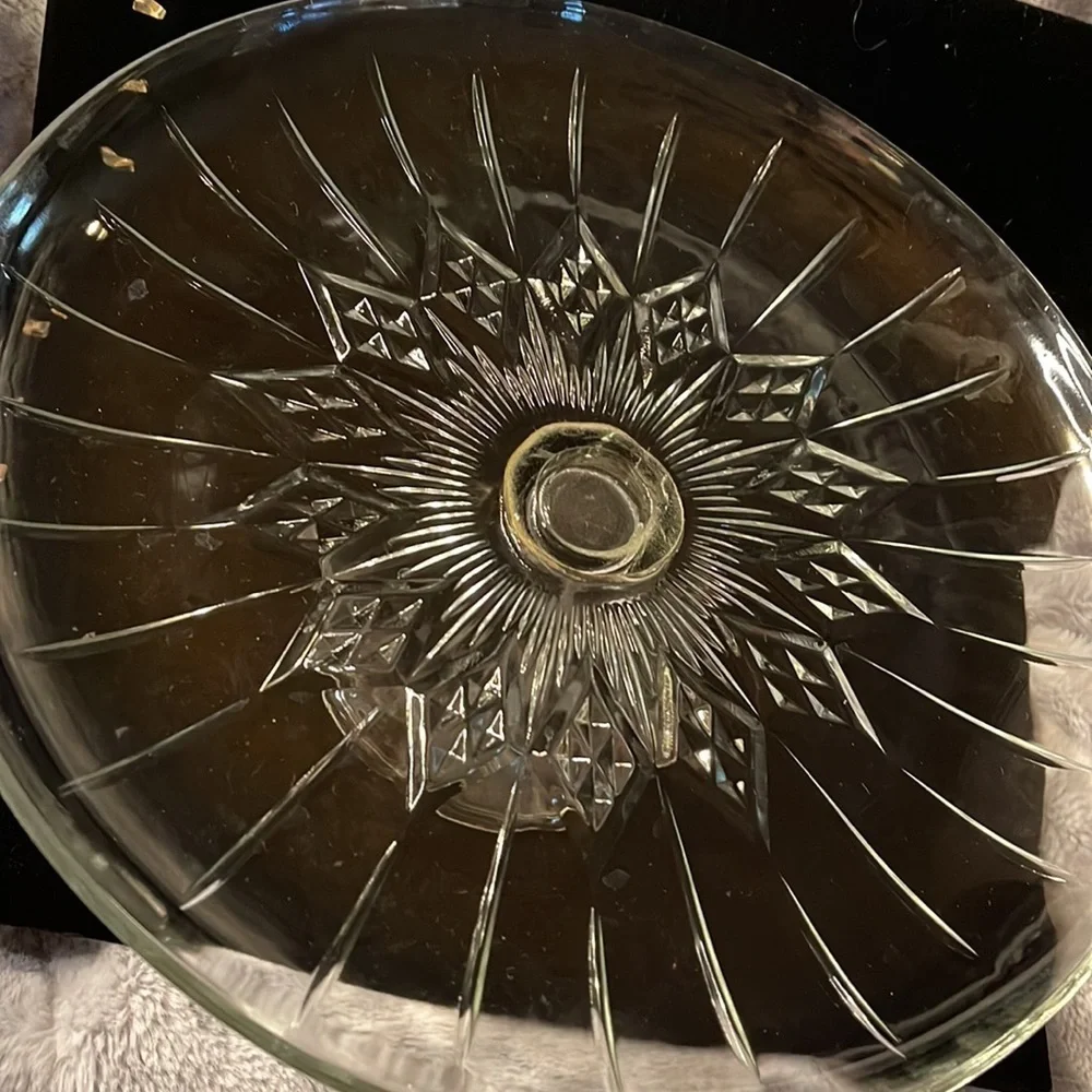 Heavy Crystal Cake Stand Vintage Design Beautiful